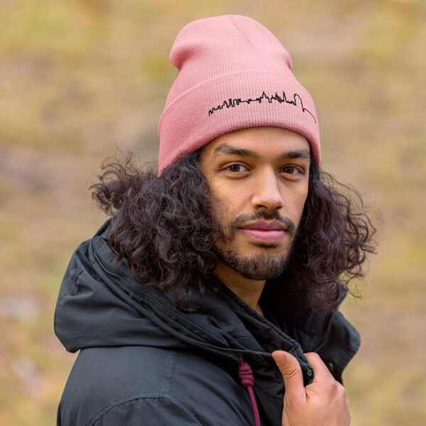 Umgeschlagene Beanie – München Skyline in 3D-Stickerei