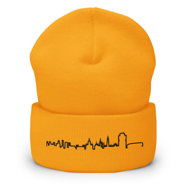 Umgeschlagene Beanie – München Skyline in 3D-Stickerei