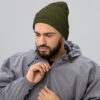 Umgeschlagene Beanie – München Skyline in 3D-Stickerei