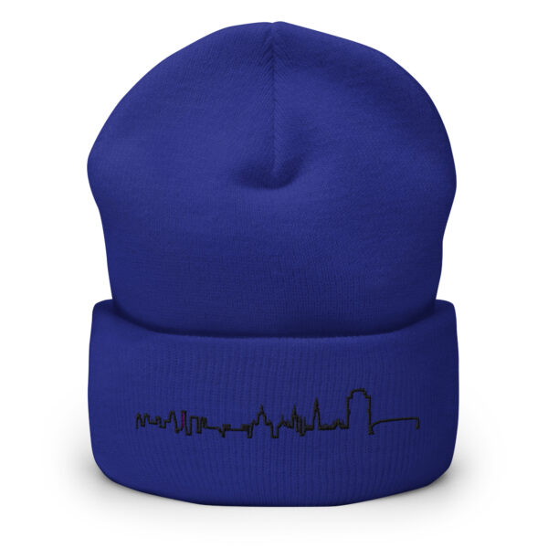 Umgeschlagene Beanie – München Skyline in 3D-Stickerei